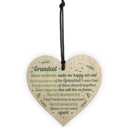 Red Ocean Grandad Grandfather Memorial Plaques For Graveside Handmade Wooden Hanging Heart Plaque Christmas Decoration Bauble - thumbnail 5
