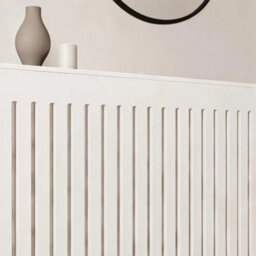 White Wooden 150Cm Large Slatted Radiator Cover - thumbnail 4