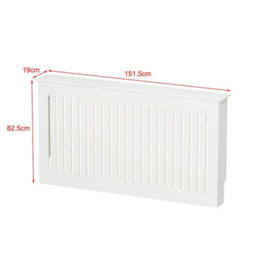 White Wooden 150Cm Large Slatted Radiator Cover - thumbnail 2