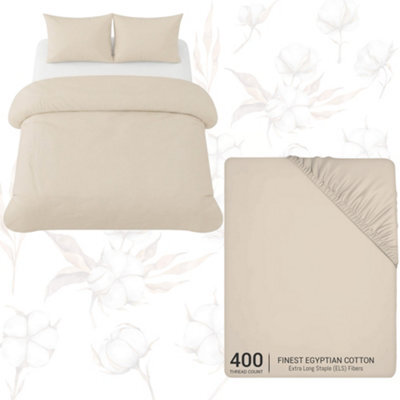 Lazzaro Luxury 400 Tc 100% Cotton Super King Bedding Set With Coordinated Fitted Sheet - image 1