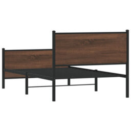 Berkfield Metal Bed Frame Without Mattress Brown Oak 100X190 Cm - thumbnail 7