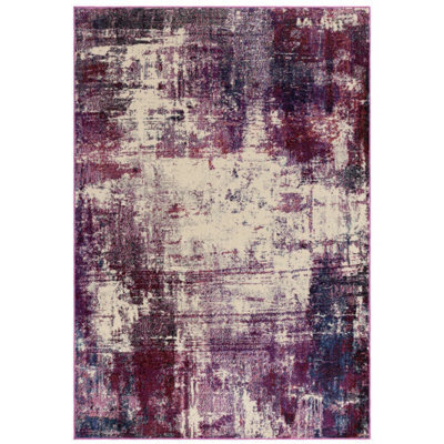Cream Purple Modern Abstract 9mm Thick Stain-Resistant Rug For Bedroom, & Dining Room, Easy To Clean Rug-120Cm X 170Cm - image 1