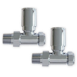 Plum&clay Pair Of Round Chrome Straight Radiator Valves