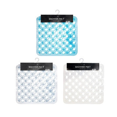 Pvc Shower Mat Non-Slip 430mmx430mm Blue Colour - image 1