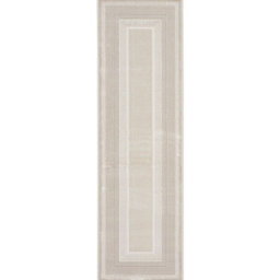 Ivory Bordered Polyester Modern Soft Bedroom, Livingroom Rug - 69 X 229Cm (Runner) - thumbnail 1