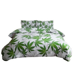 Duvet Cover And Pillowcase Set Leaf Design Polycotton Bed Linen White - thumbnail 2