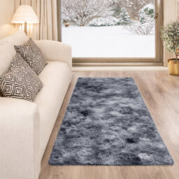 Aspire Homeware Non-Slip Tie Dye Grey Shaggy Rug Soft Fluffy, Floor And Kitchen Rug, (L)110Cm X (W)60Cm - thumbnail 6