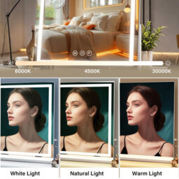 Hollywood Vanity Makeup Mirror 50X40Cm With Led Strip Lights, 3 Colour Modes, Smart Touch, 5X Magnifier, Usb Charging - thumbnail 3