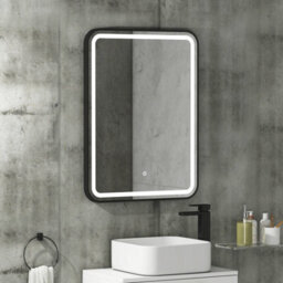 Royal Bathrooms Luna 600 X 800mm Black Front Lit Led Framed Bathroom Led Mirror With Demister Pad & Touch Sensor