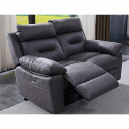 Xample Lucca Grey Fabric Power Reclining 2 Seater Sofa Dual Recliner Usb Charging Ports Comfortable Modern Living Room Sofa - thumbnail 5