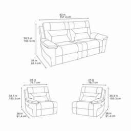 Xample Lucca Grey Fabric Power Reclining 2 Seater Sofa Dual Recliner Usb Charging Ports Comfortable Modern Living Room Sofa - thumbnail 2