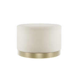Wyld Haus Kalua Large Cream Velvet Stool With Brushed Gold Base - thumbnail 2
