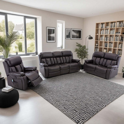 More4Homes Chester Electric Recliner Bonded Leather 1+2+3 Seater Sofa Set (Brown) - image 1