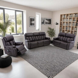 More4Homes Chester Electric Recliner Bonded Leather 1+2+3 Seater Sofa Set (Brown)