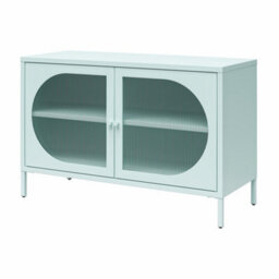 Dorel Home Luna Wide Metal Cabinet With 2 Fluted Glass Doors Blue - thumbnail 6