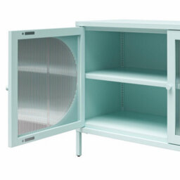 Dorel Home Luna Wide Metal Cabinet With 2 Fluted Glass Doors Blue - thumbnail 5