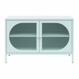 Dorel Home Luna Wide Metal Cabinet With 2 Fluted Glass Doors Blue - thumbnail 4