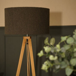 Valuelights Barbro Natural Tripod Floor Lamp With Charcoal Boucle Shade - thumbnail 3