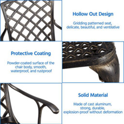 Yaheetech Bronze Set Of 2 Outdoor Patio Dining Chairs With Armrests - thumbnail 4
