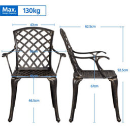 Yaheetech Bronze Set Of 2 Outdoor Patio Dining Chairs With Armrests - thumbnail 3