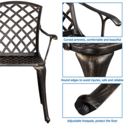Yaheetech Bronze Set Of 2 Outdoor Patio Dining Chairs With Armrests - thumbnail 5