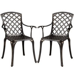 Yaheetech Bronze Set Of 2 Outdoor Patio Dining Chairs With Armrests - thumbnail 2