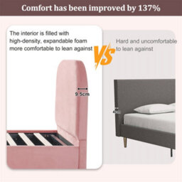 Abrihome Upholstered Bed, Single Bed, Children's Bed 90 X 190Cm, With Hydraulic Storage & Upholstered Headboard, Velvet, Pink - thumbnail 7
