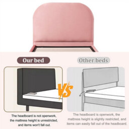 Abrihome Upholstered Bed, Single Bed, Children's Bed 90 X 190Cm, With Hydraulic Storage & Upholstered Headboard, Velvet, Pink - thumbnail 3