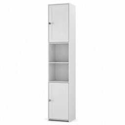 White Tall Bathroom Storage Cabinet 2 Door Mdf Freestanding - thumbnail 6