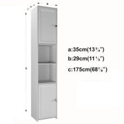 White Tall Bathroom Storage Cabinet 2 Door Mdf Freestanding - thumbnail 2