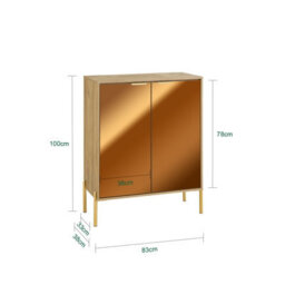 Sobuy Fsb96-G, Hallway Shoe Cabinet Kitchen Dining Room Sideboard Storage Cabinet, Gold And Natural,multicolour,w83Xd38Xh100 - thumbnail 3