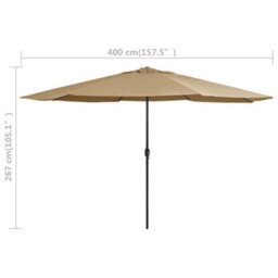 Berkfield Outdoor Parasol With Metal Pole 400 Cm Taupe - thumbnail 7