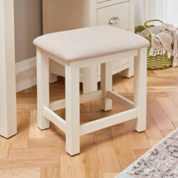 The Furniture Market Cotswold Cream Painted Stool With Fabric Seat Premium Quality Cream Painted Stool Natural Oatmeal Fabric Seat - thumbnail 2