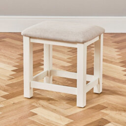 The Furniture Market Cotswold Cream Painted Stool With Fabric Seat Premium Quality Cream Painted Stool Natural Oatmeal Fabric Seat - thumbnail 4