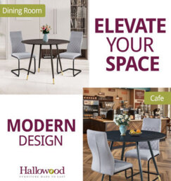 Hallowood Furniture Finley Small Round Dining Table In Black Finish With 2 High Back Light Grey Fabric Chairs - thumbnail 6