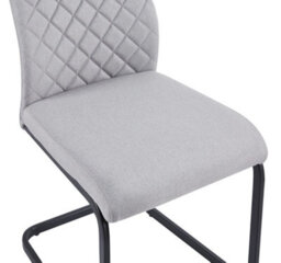 Hallowood Furniture Finley Small Round Dining Table In Black Finish With 2 High Back Light Grey Fabric Chairs - thumbnail 9
