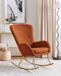 Beliani Rocking Chair Anaset Boucle Orange - thumbnail 2