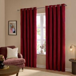 furn. Furn The Ultimate Velvet Blackout Eyelet Curtain Pair, Burgundy, (W) 229 X (D) 137Cm - thumbnail 2