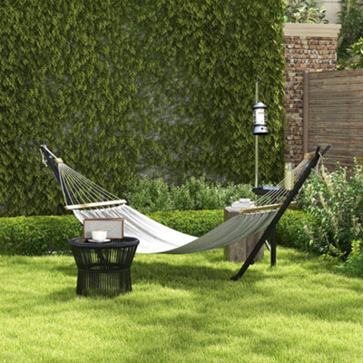Outsunny Hammock Stand With Side Tray, Steel Frame Hammock Stand, Black - image 1
