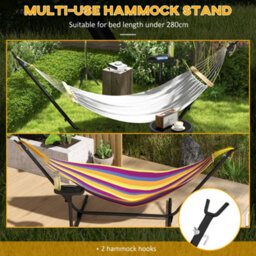 Outsunny Hammock Stand With Side Tray, Steel Frame Hammock Stand, Black - thumbnail 5