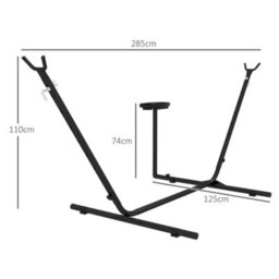 Outsunny Hammock Stand With Side Tray, Steel Frame Hammock Stand, Black - thumbnail 3