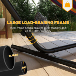 Outsunny Hammock Stand With Side Tray, Steel Frame Hammock Stand, Black - thumbnail 4