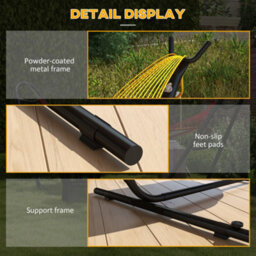 Outsunny Hammock Stand With Side Tray, Steel Frame Hammock Stand, Black - thumbnail 7