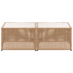 Beliani Garden Corner Sofa With Table 6 Seater Omegana Modular Pe Rattan Light Beige - thumbnail 8