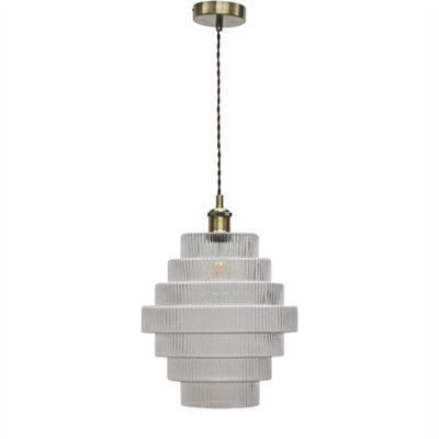 First Choice Lighting Benson - 7 Tier Large Clear Glass Antique Brass Ceiling Pendant Light - image 1