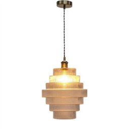 First Choice Lighting Benson - 7 Tier Large Clear Glass Antique Brass Ceiling Pendant Light - thumbnail 2