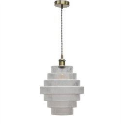 First Choice Lighting Benson - 7 Tier Large Clear Glass Antique Brass Ceiling Pendant Light - thumbnail 1
