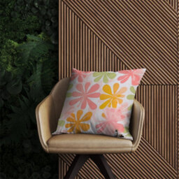 Warren Reed Designer Yellow And Pink Flowers Outdoor Cushion 45Cm X 45Cm - thumbnail 2