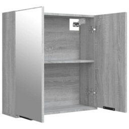 Berkfield Bathroom Mirror Cabinet Grey Sonoma 64X20X67 Cm - thumbnail 9