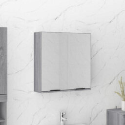 Berkfield Bathroom Mirror Cabinet Grey Sonoma 64X20X67 Cm - thumbnail 1